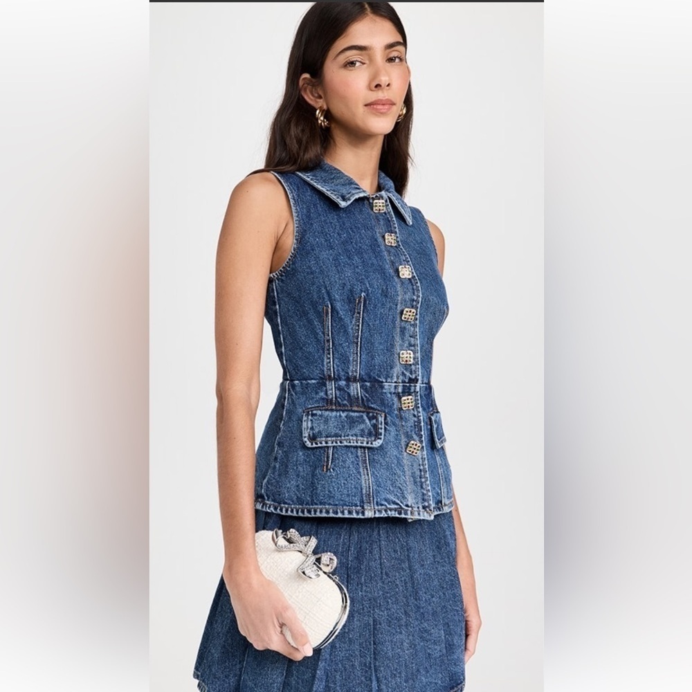 Self Portrait Self- Portrait Crystal-Embellished Sleeveless Top 6 denim vest